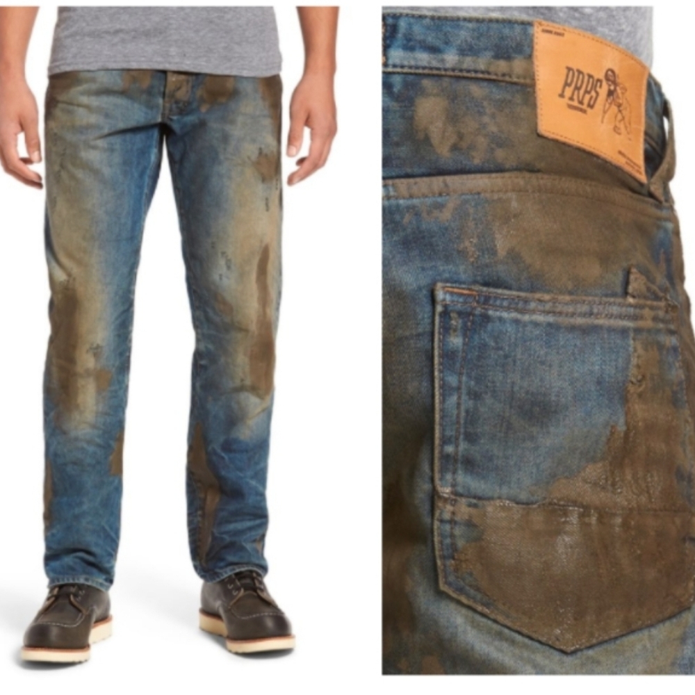 PRPS Blue and Brown Bootcut Jeans